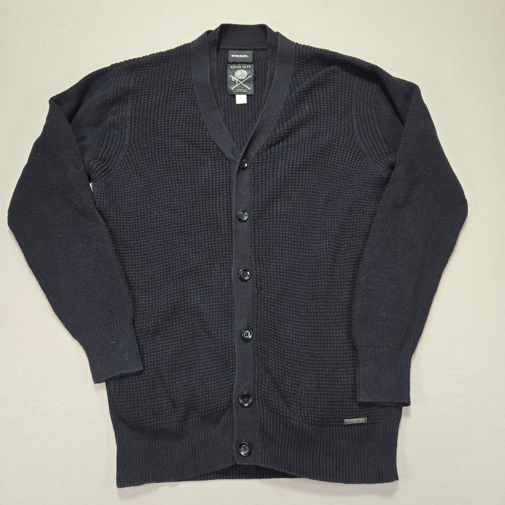 Diesel Womens Cardigan XS Superior Quality Knit Button Front Black Sweater‎ logo
